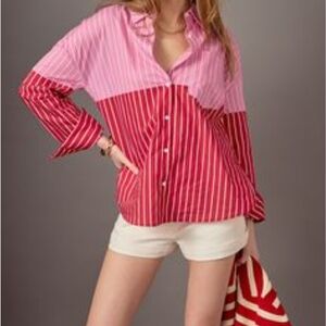 English Factory Pink and White Striped Shirt
